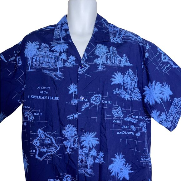 CT Hawaii Fashions Blue Vintage Island King Kamehameha Vacation Shirt XL - Picture 2 of 10